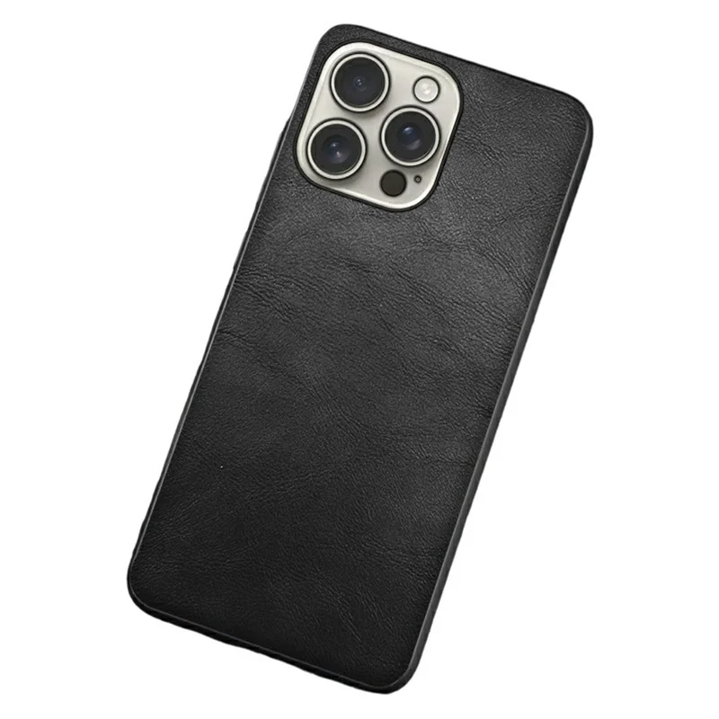 Für iPhone 16 Pro Max Hülle Retro Lederbeschichtete PC + TPU Handyhülle - Schwarz