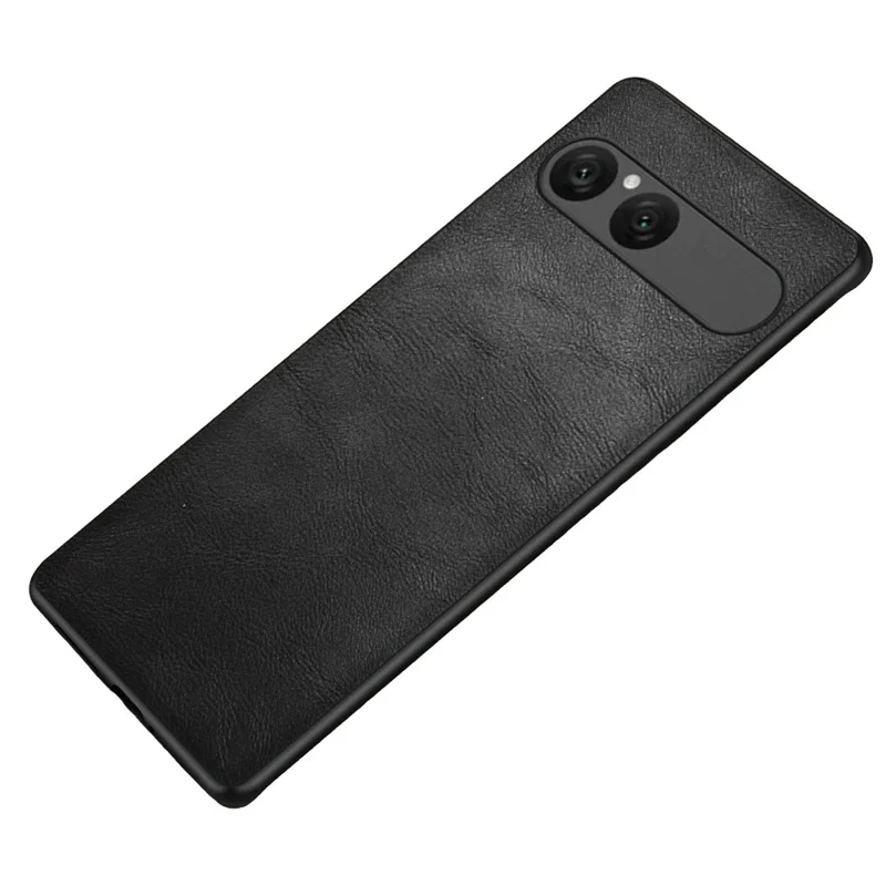 For Sony Xperia 10 VII Case Retro Leather Coated PC + TPU Phone Cover - Black
