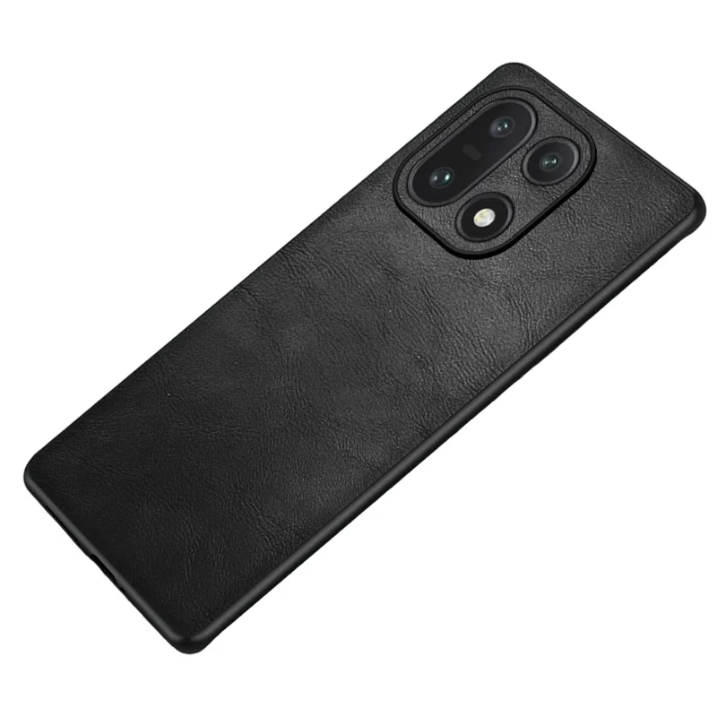 For OnePlus 15 5G Case Retro Leather Coated PC + TPU Phone Cover - Black
