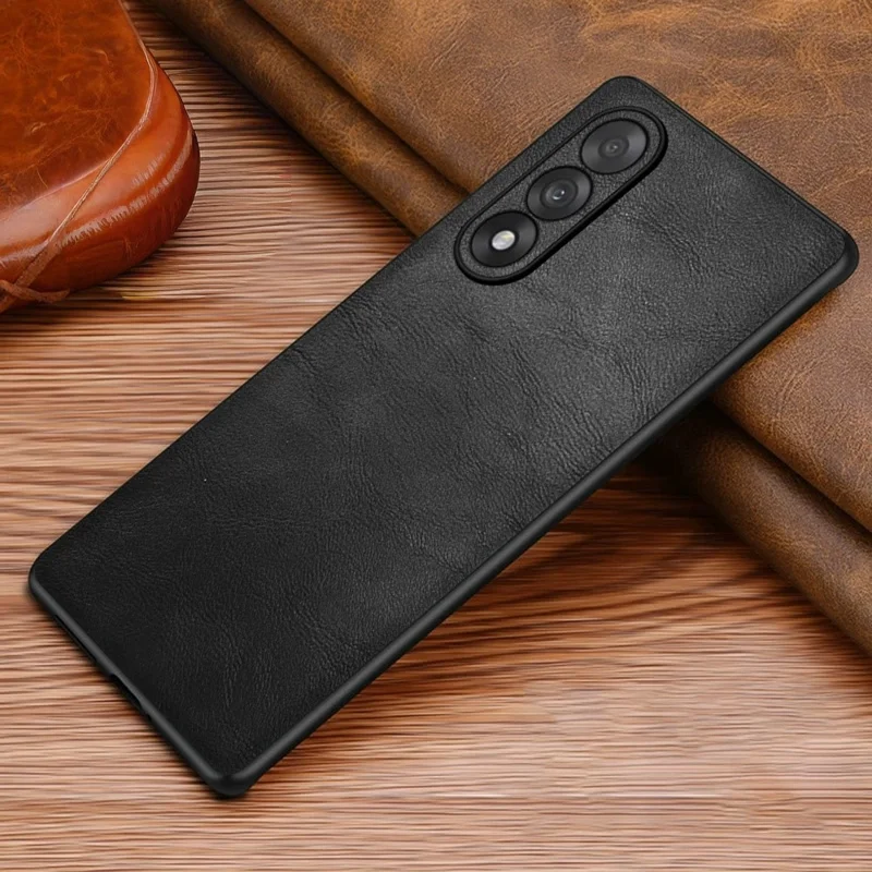 For OnePlus Ace 5 Ultra 5G Case Retro Leather Coated PC + TPU Phone Cover - Black