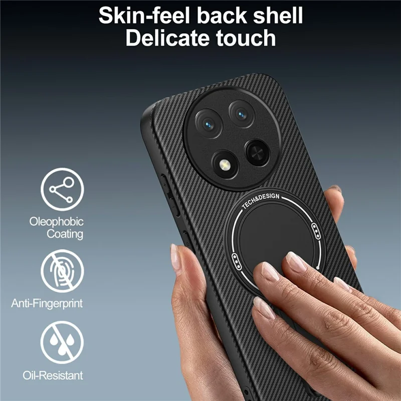 Coque avec support intégré effet peau pour Honor Magic7 Lite 5G / X9c 5G / X60 Pro 5G, housse en PC + TPU, compatible charge sans fil - Noir