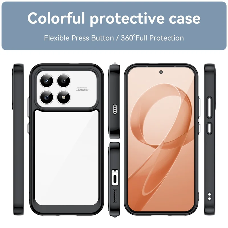 Coque pour Xiaomi Poco F8 Pro / Redmi K90 5G en TPU + acrylique, housse de protection transparente - Noir