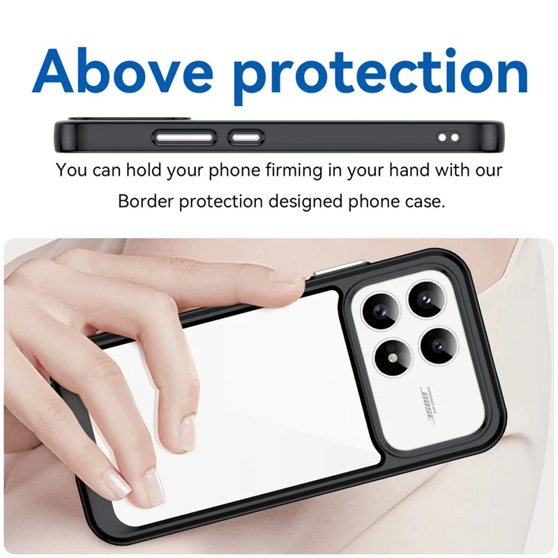 Coque pour Xiaomi Poco F8 Pro / Redmi K90 5G en TPU + acrylique, housse de protection transparente - Noir