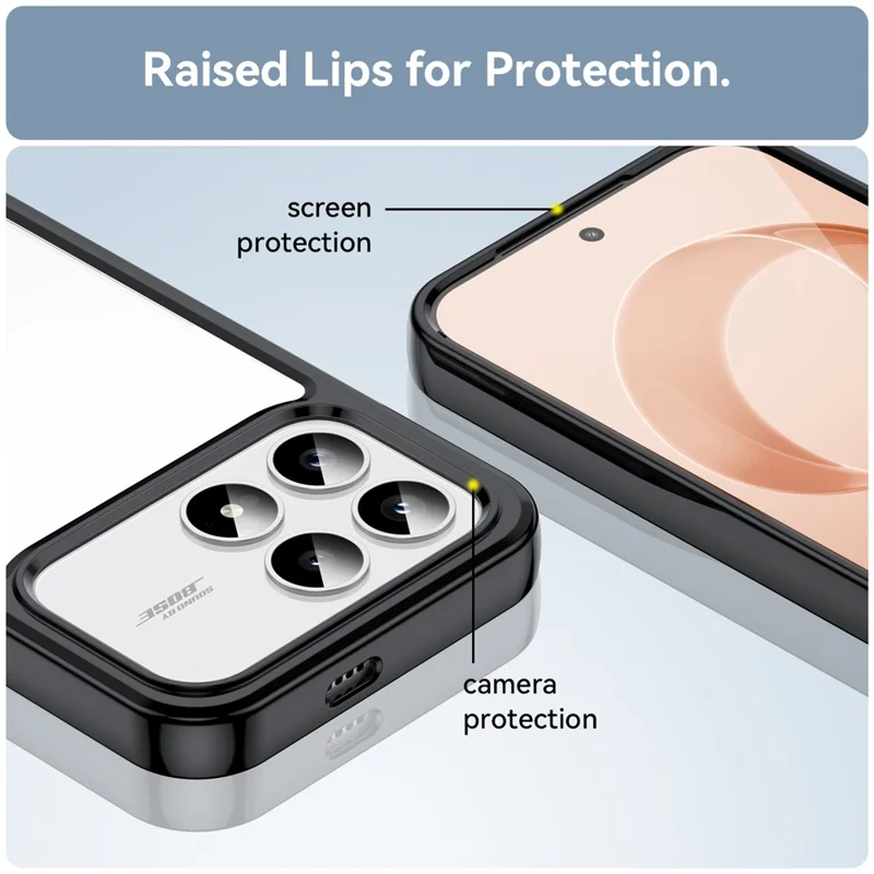 Coque pour Xiaomi Poco F8 Pro / Redmi K90 5G en TPU + acrylique, housse de protection transparente - Noir