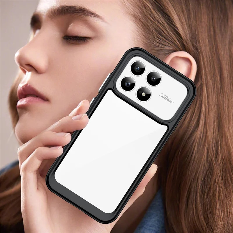 Coque pour Xiaomi Poco F8 Pro / Redmi K90 5G en TPU + acrylique, housse de protection transparente - Noir