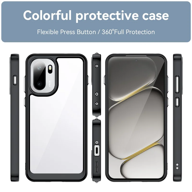 For OnePlus 15R 5G / Ace 6T 5G / Ace 6 5G Case TPU + Acrylic Protective Clear Phone Cover - Black