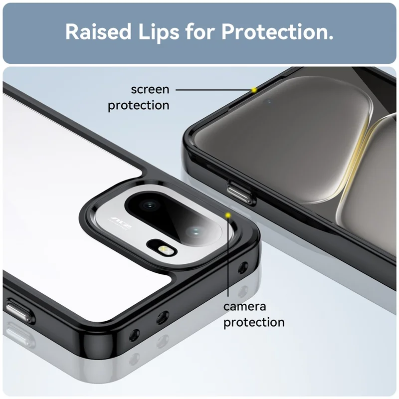 For OnePlus 15R 5G / Ace 6T 5G / Ace 6 5G Case TPU + Acrylic Protective Clear Phone Cover - Black