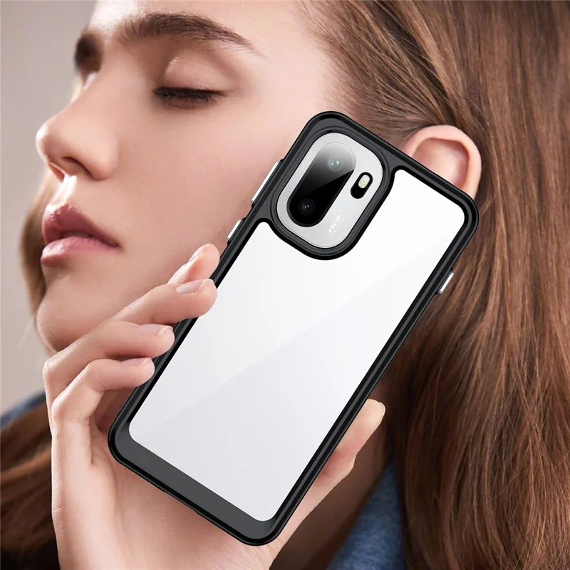 For OnePlus 15R 5G / Ace 6T 5G / Ace 6 5G Case TPU + Acrylic Protective Clear Phone Cover - Black