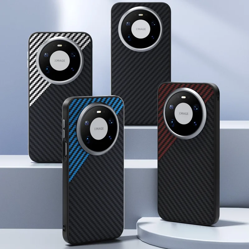 ABEEL Etui magnetyczne do Huawei Mate 80 Pro Max, pokrowiec na telefon z fakturą węglową – Czarny / Czerwony