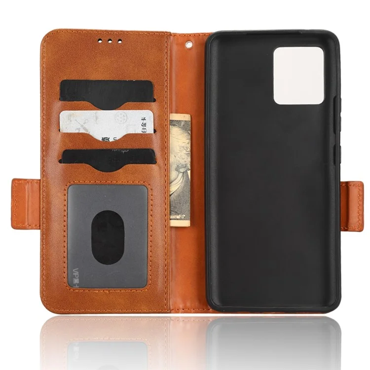 Para Motorola Moto G72 4G Impresso Triângulo Padrão PU Pulho de Catura de Catura Tape Case Topo Chupela Com Altura de Manação - Castanho
