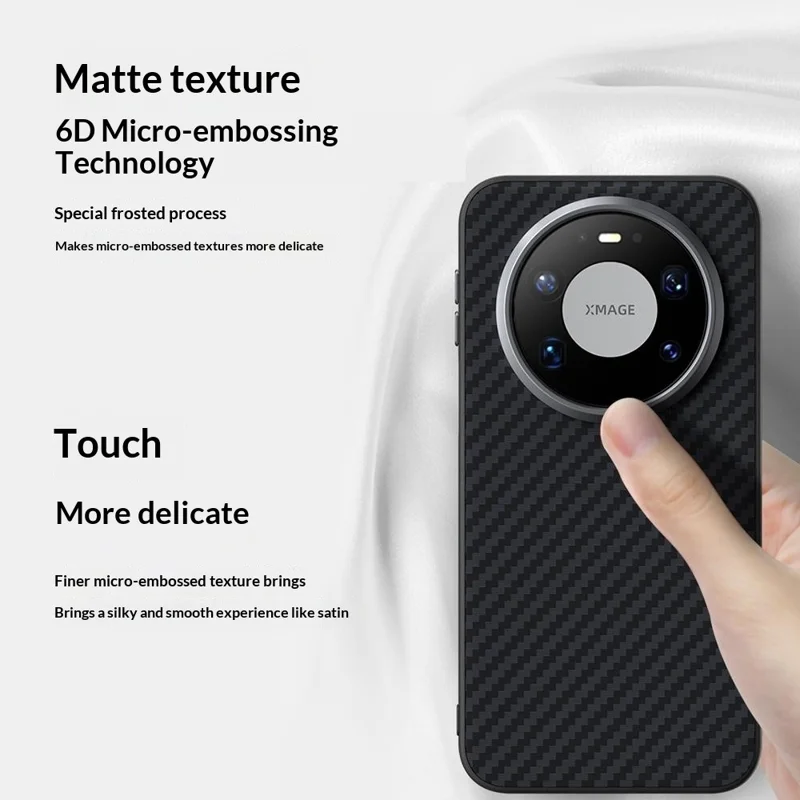 ABEEL لجهاز Huawei Mate 80 غطاء خلفي لهاتف بتصميم ألياف كربونية مع مغناطيس - أسود / أحمر