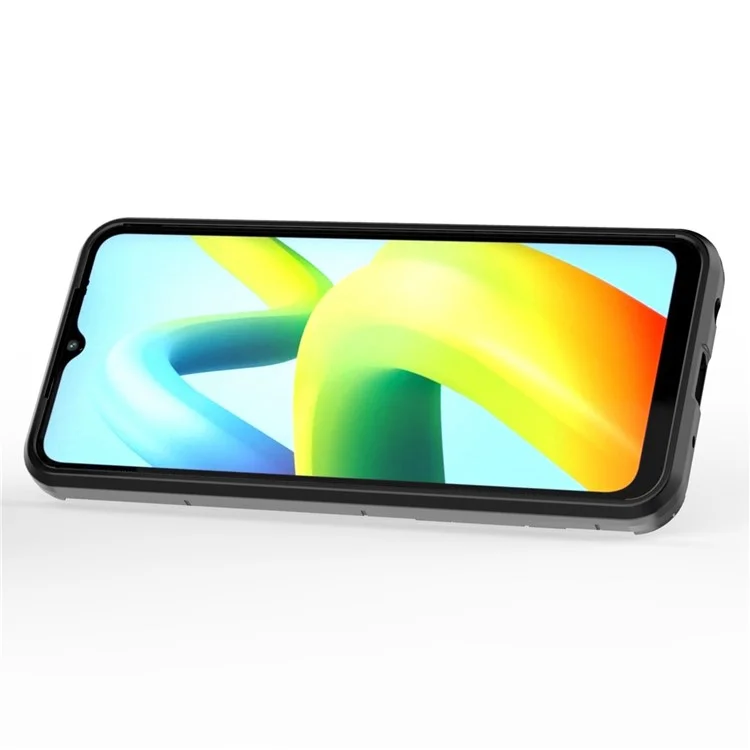 Per Xiaomi Redmi A1+ 4G / A2+ 4G / Poco C50 4G, custodia protettiva con supporto ad anello, in PC rigido e TPU morbido, ibrida e antiurto - Nero