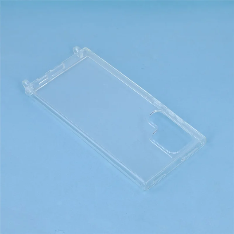 For Samsung Galaxy S22 Ultra 5G Clear Case TPU+PC Protective Phone Back Cover with With Shoulder Strap