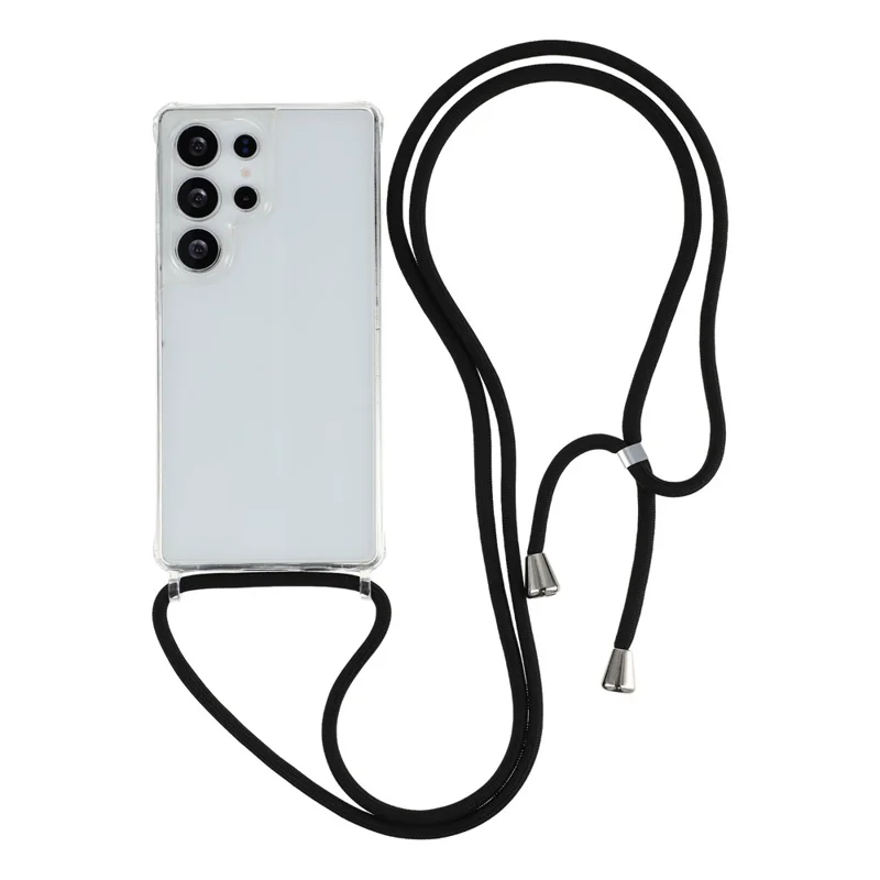 For Samsung Galaxy S24 Ultra Clear Case TPU+PC Protective Phone Back Cover with With Shoulder Strap