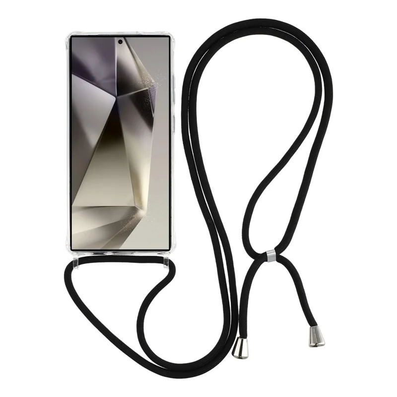 For Samsung Galaxy S24 Ultra Clear Case TPU+PC Protective Phone Back Cover with With Shoulder Strap