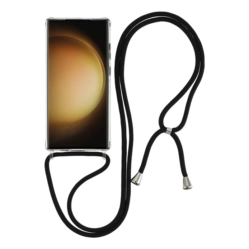 For Samsung Galaxy S23 Ultra Clear Case TPU+PC Protective Phone Back Cover with With Shoulder Strap