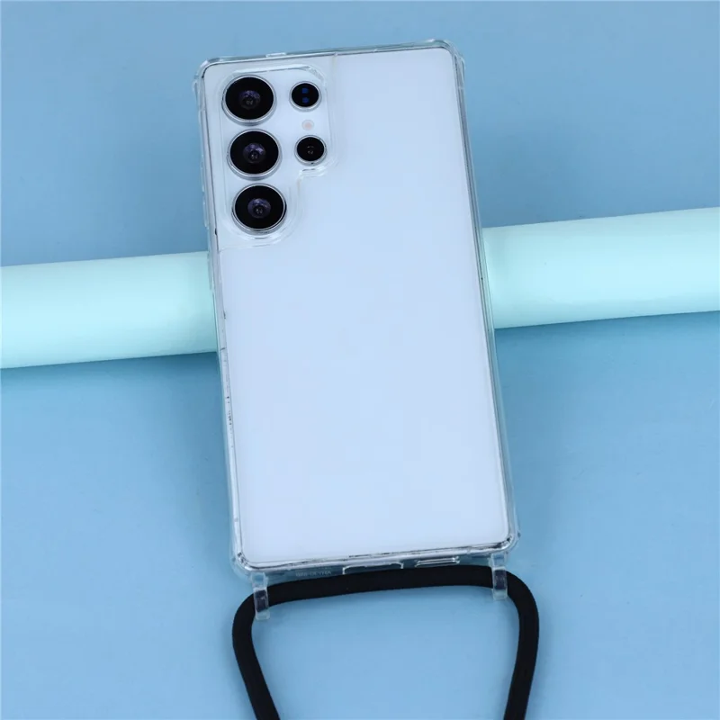 For Samsung Galaxy S23 Ultra Clear Case TPU+PC Protective Phone Back Cover with With Shoulder Strap