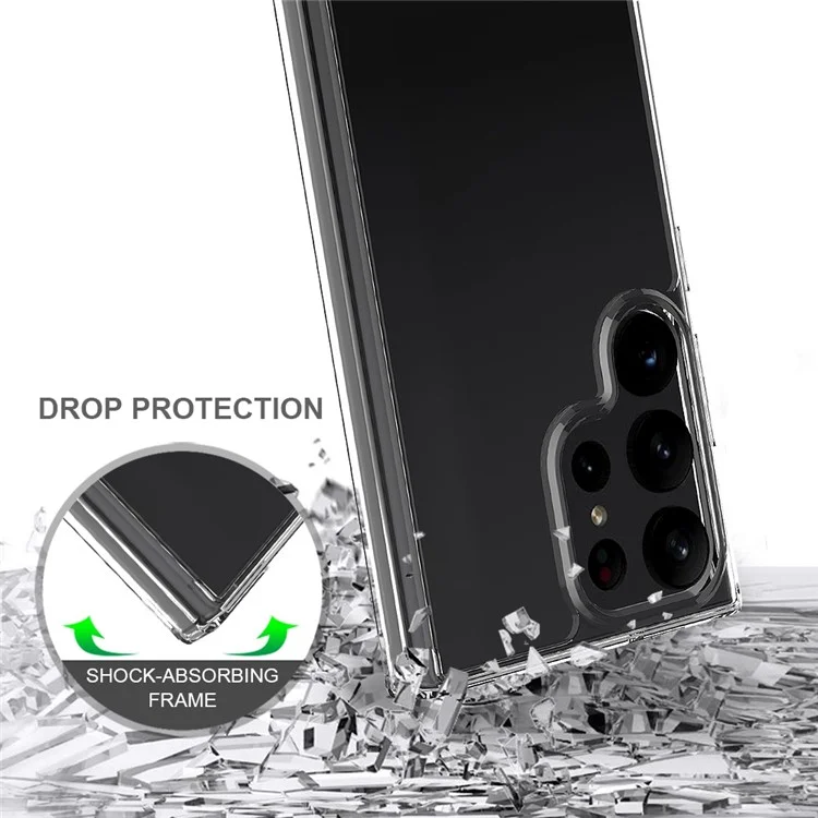 For Samsung Galaxy S23 Ultra Clear Phone Case Hard Acrylic Soft TPU Anti-Scratch Shockproof Cover