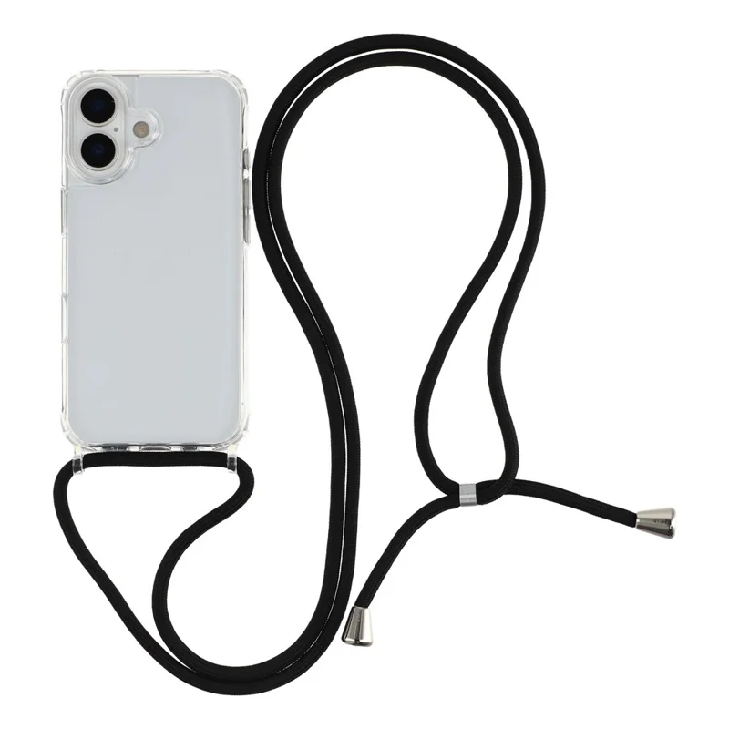 For iPhone 17 Clear Case TPU+PC Protective Phone Back Cover with With Shoulder Strap
