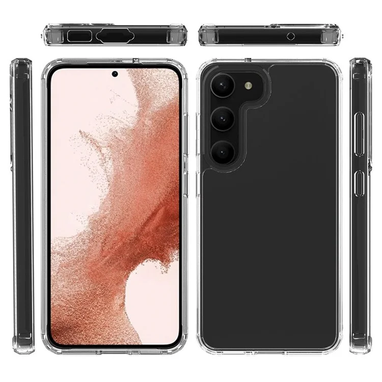 For Samsung Galaxy S23+ Transparent Phone Case Dual Layer Hard Acrylic Soft TPU High Impact Protective Cover