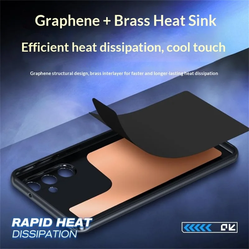 Obudowa na iPhone'a 15 z grafenową + mosiężną warstwą odprowadzania ciepła, pokrycie silikonowe PC, obsługa magnetycznego uchwytu samochodowego