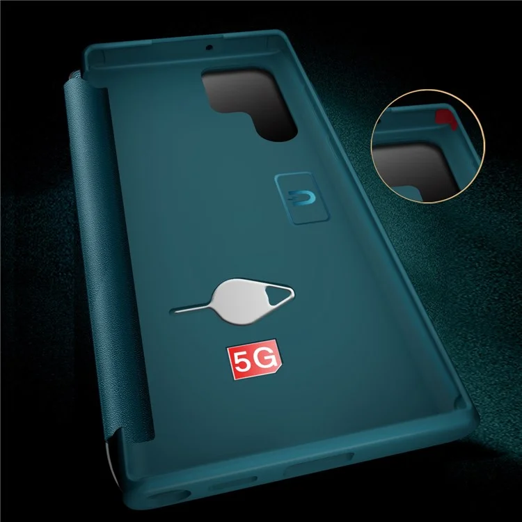 Für Samsung Galaxy S23 Ultra Handyhülle Klapphülle Sturzsicher PU-Leder+TPU+Acryl Hybrid Hülle - Blau