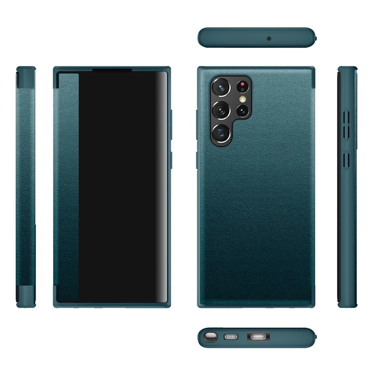 Für Samsung Galaxy S23 Ultra Handyhülle Klapphülle Sturzsicher PU-Leder+TPU+Acryl Hybrid Hülle - Blau