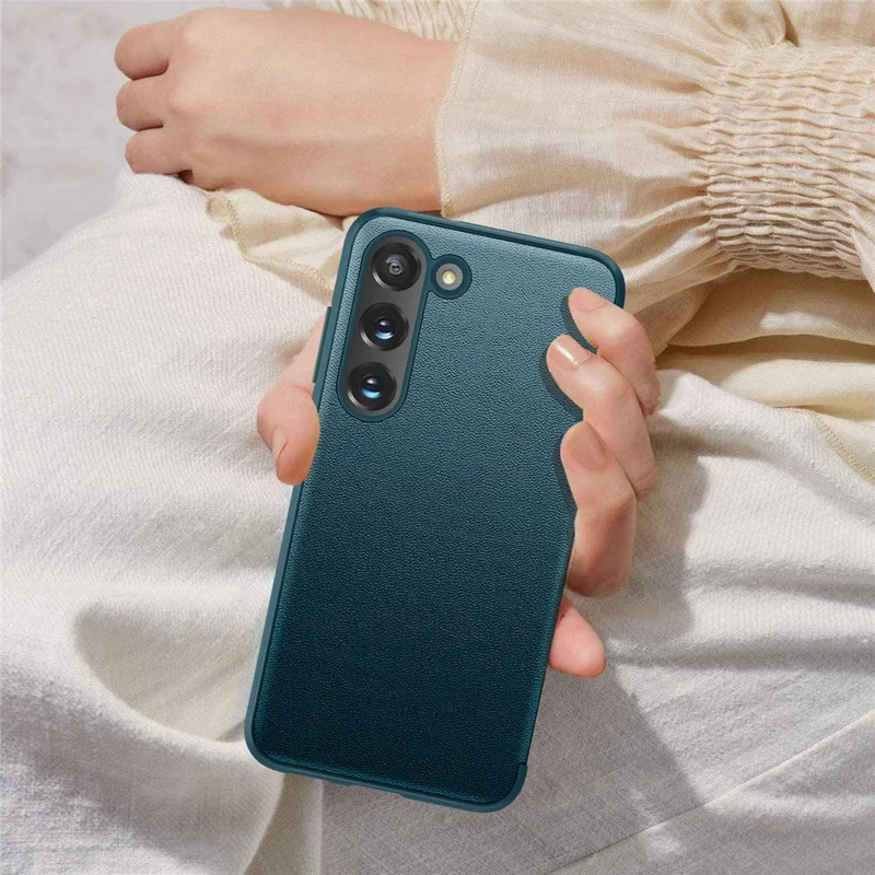 Flip-Cover für Samsung Galaxy S23+ Stoßfestes Handy-Schutzhülle Hybrid-Case aus PU-Leder+TPU+Acryl - Blau