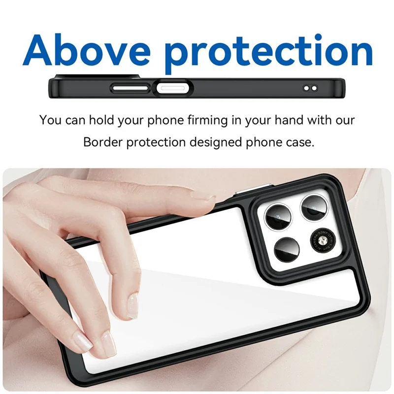 Cover per Motorola Moto G57 5G in TPU + Acrilico Trasparente Protettivo - Nero