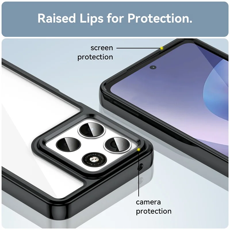 Cover per Motorola Moto G57 5G in TPU + Acrilico Trasparente Protettivo - Nero