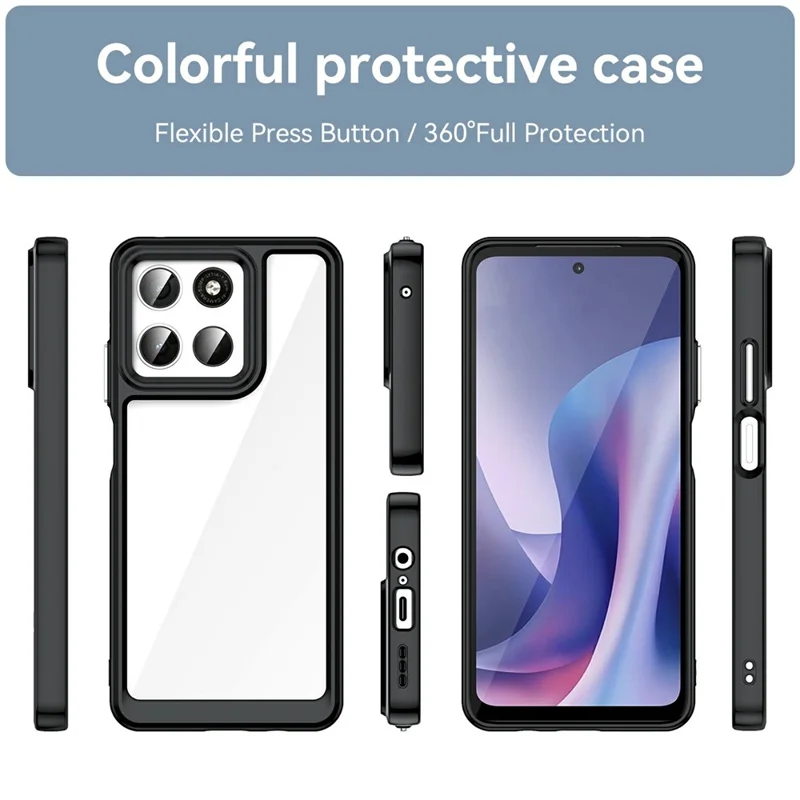 Cover per Motorola Moto G57 5G in TPU + Acrilico Trasparente Protettivo - Nero