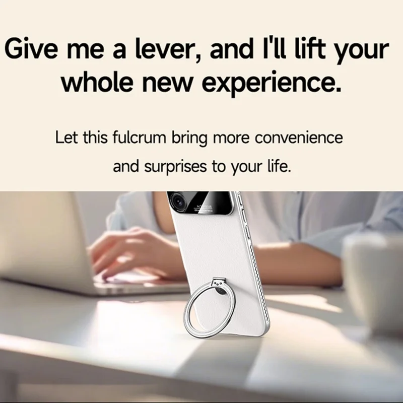 غطاء لهاتف iPhone 16 متوافق مع MagSafe ويدعم الحامل مع تصميم تبريد من مادة البولي كربونات والجلد الصناعي - برتقالي