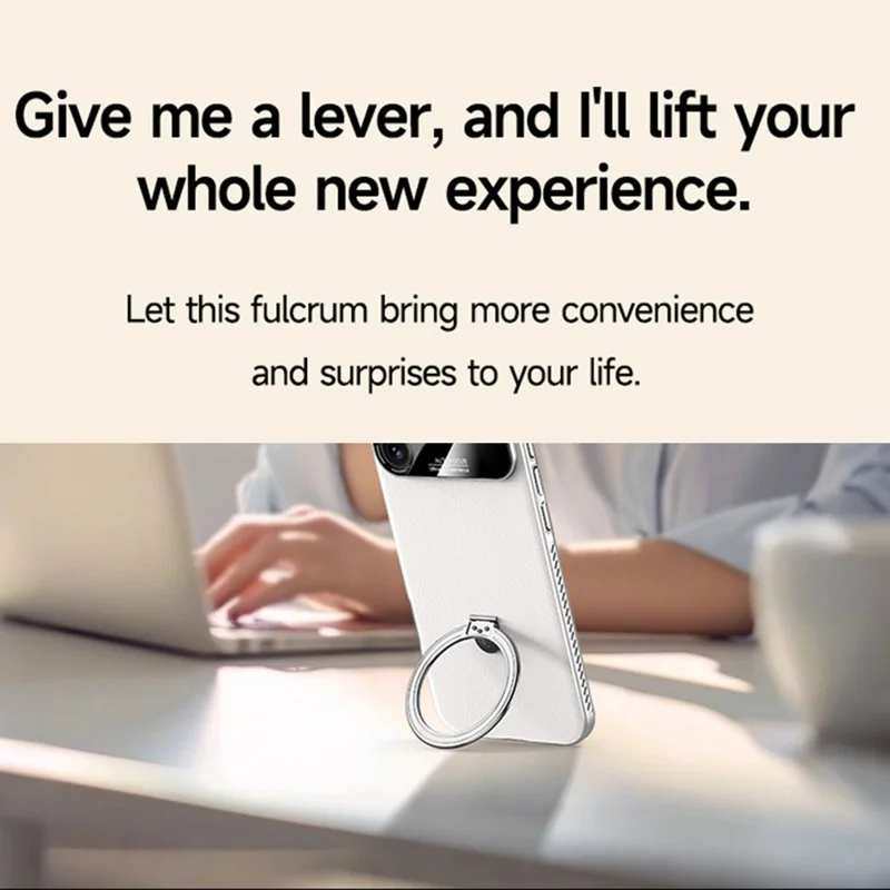 Coque pour iPhone Air Compatible avec MagSafe, Support Réglable, Dos en Cuir PU et PC avec Revêtement Métallisé, Coque Arrière Respirante - Orange