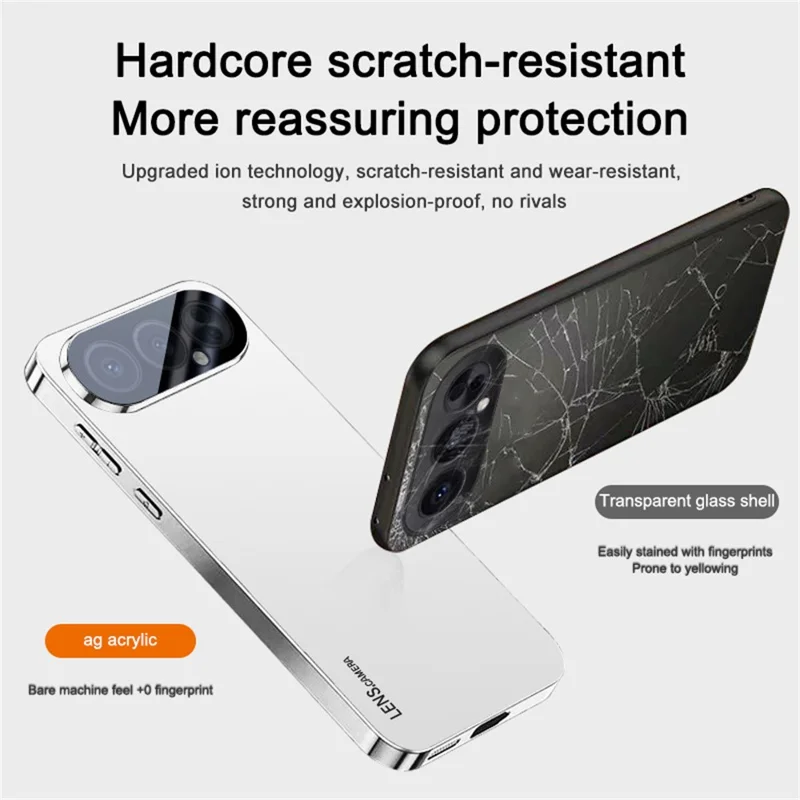 For Honor 500 5G Case Acrylic + TPU + Metal Anti-Scratch Phone Cover with Electroplating Frame - Black