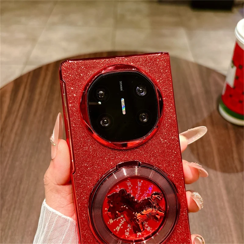 Cover per Huawei Mate X6, Stile Carosello con Supporto Girevole, Custodia Rigida in Policarbonato