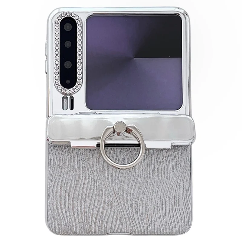 غطاء لهواوي بورا X مع حامل حلقي وتصميم متموج من البلاستيك الصلب مع فيلم شاشة خلفي - فضي