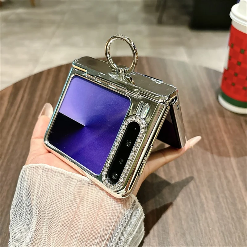 غطاء لهواوي بورا X مع حامل حلقي وتصميم متموج من البلاستيك الصلب مع فيلم شاشة خلفي - فضي