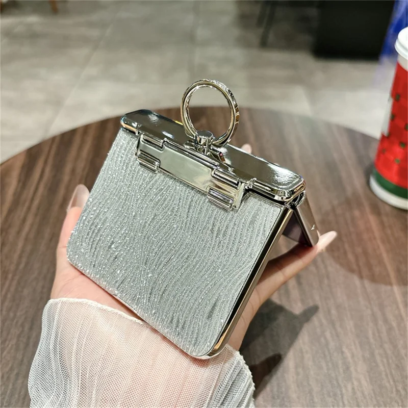 غطاء لهواوي بورا X مع حامل حلقي وتصميم متموج من البلاستيك الصلب مع فيلم شاشة خلفي - فضي