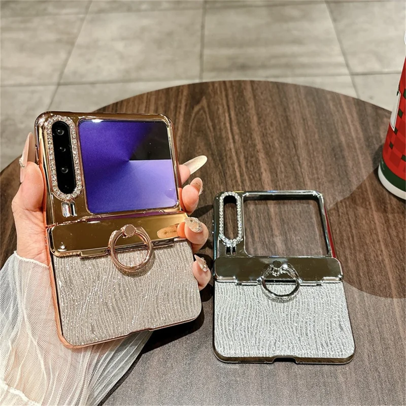 غطاء لهواوي بورا X مع حامل حلقي وتصميم متموج من البلاستيك الصلب مع فيلم شاشة خلفي - فضي