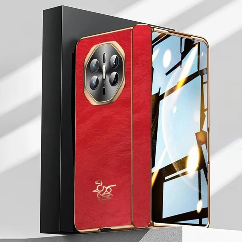 For Huawei Mate X6 Case Horse Pattern Hinge Protection Hard PC Phone Cover with Front Screen Protector