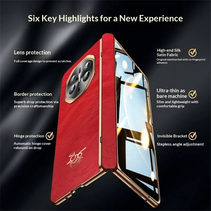 For Huawei Mate X6 Case Horse Pattern Hinge Protection Hard PC Phone Cover with Front Screen Protector