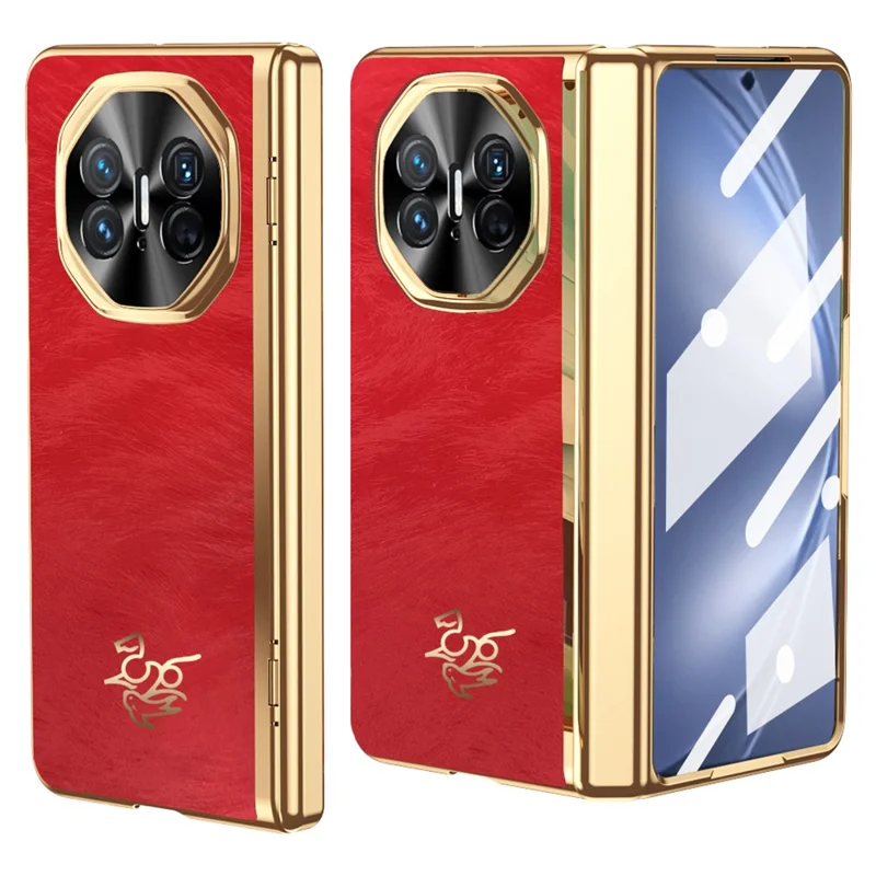 غطاء لهواوي ميت إكس5 بتصميم خيل مع حماية للمفصل وغطاء صلب من مادة البولي كربونات مع واقي شاشة أمامي