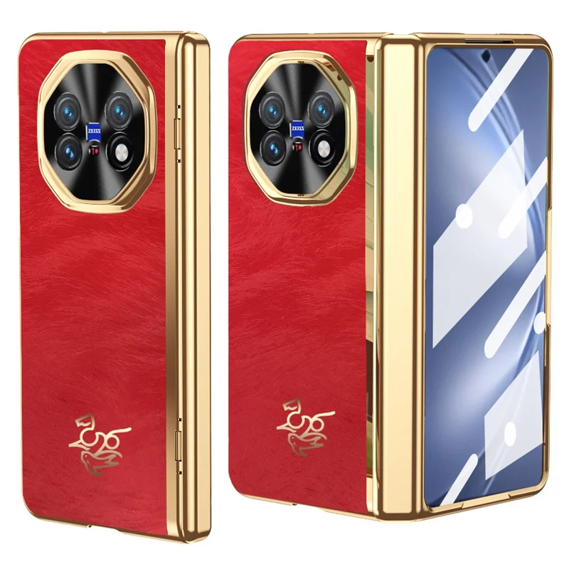 For vivo X Fold5 5G Case Horse Pattern Hinge Protection Hard PC Phone Cover with Front Screen Protector