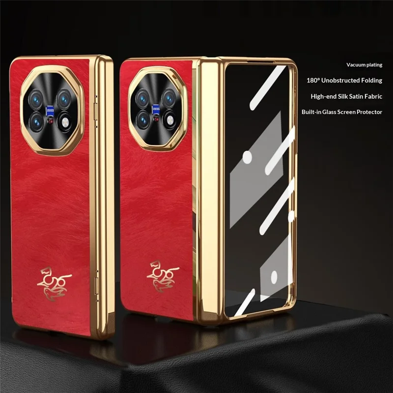 For vivo X Fold5 5G Case Horse Pattern Hinge Protection Hard PC Phone Cover with Front Screen Protector