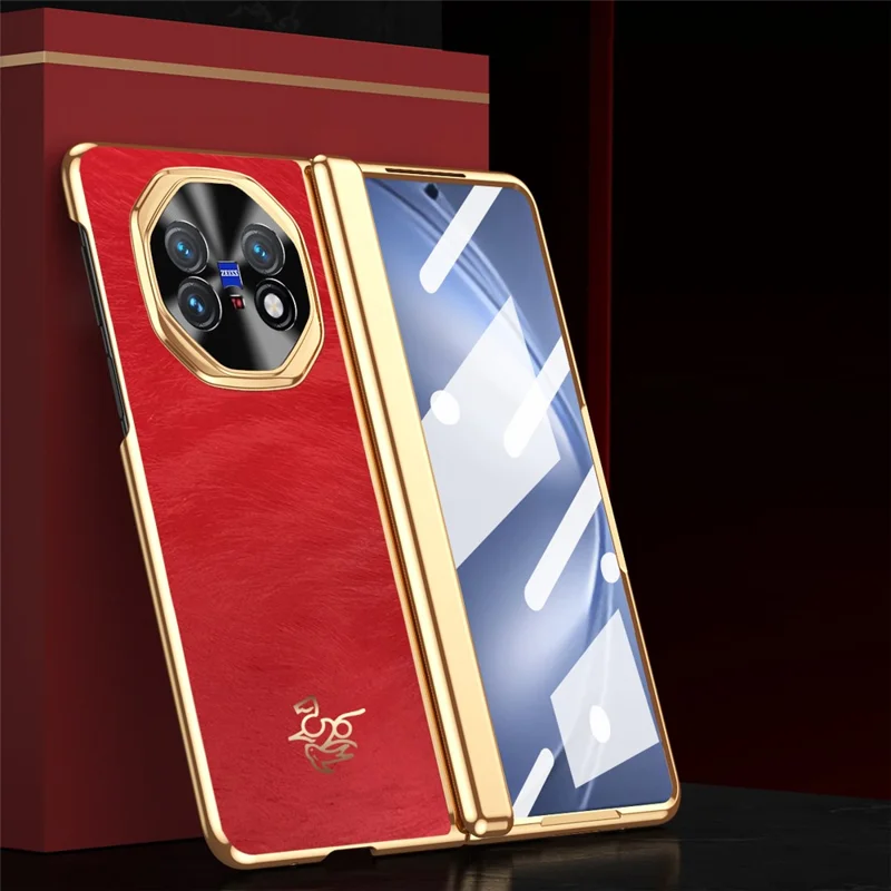 For vivo X Fold5 5G Case Horse Pattern Hinge Protection Hard PC Phone Cover with Front Screen Protector