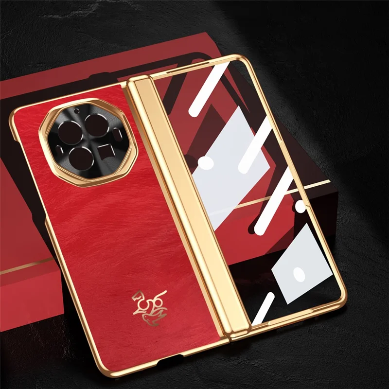 For vivo X Fold3 Case Horse Pattern Hinge Protection Hard PC Phone Cover with Front Screen Protector