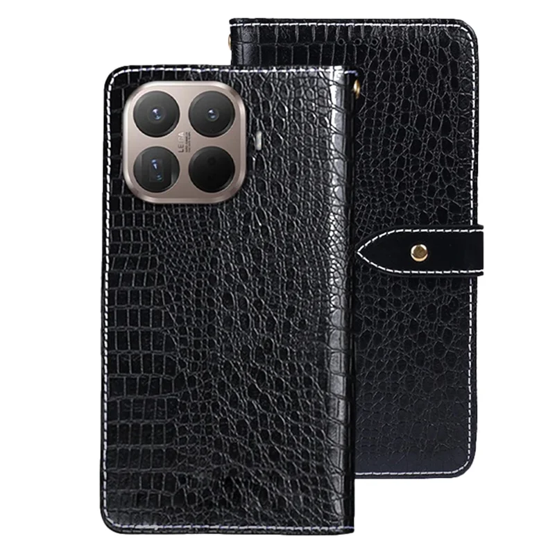 IDEWEI pour Xiaomi 15T Pro étui en cuir PU texture crocodile étui rabattable - Noir