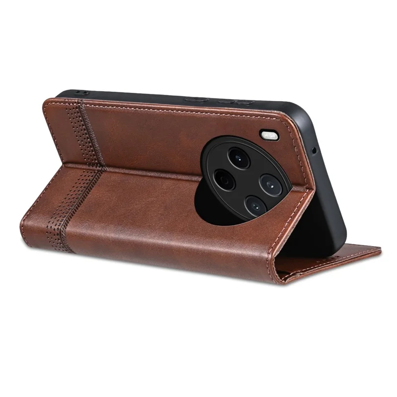 AZNS For vivo Y500 Pro 5G Case Cowhide Texture PU Leather Wallet Phone Cover - Coffee