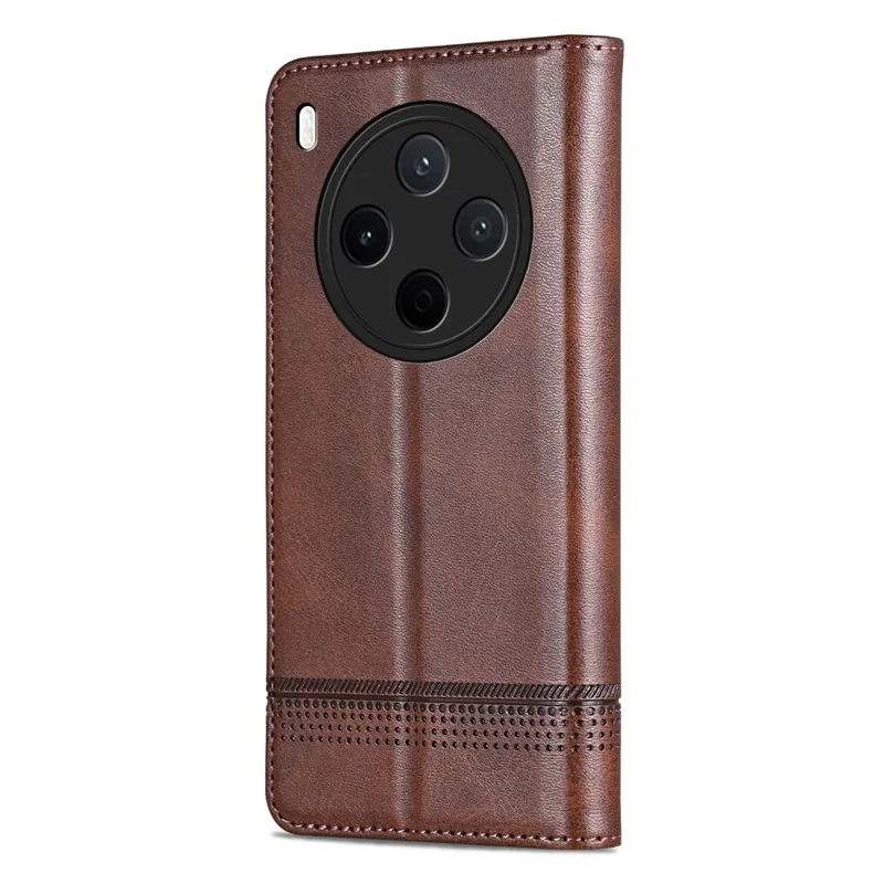 AZNS For vivo Y500 Pro 5G Case Cowhide Texture PU Leather Wallet Phone Cover - Coffee