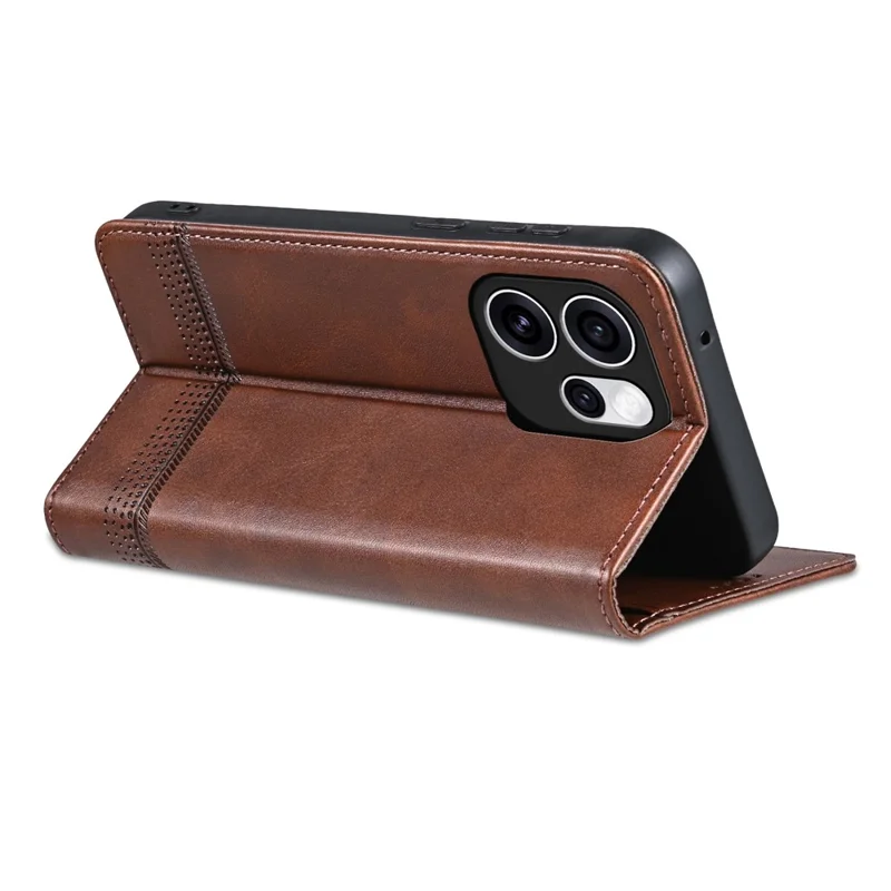 AZNS For Oppo Reno15 Pro 5G (Global) / Reno15 5G (China) Case Cowhide Texture PU Leather Wallet Phone Cover - Coffee
